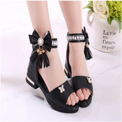 Chaussures montantes fille à boucles et nœud
