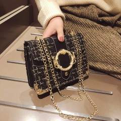 Sac à main Pochette et bandoulière pour femme avec rayures et Chaîne à carreaux