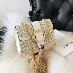 Sac à main Pochette et bandoulière pour femme avec rayures et Chaîne à carreaux