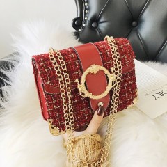 Sac à main Pochette et bandoulière pour femme avec rayures et Chaîne à carreaux
