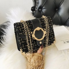 Sac à main Pochette et bandoulière pour femme avec rayures et Chaîne à carreaux
