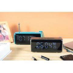 Haut-parleur Bluetooth portable à horloge lumineuse et numérique et réveil