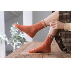 chaussettes structure torsadée en coton uni