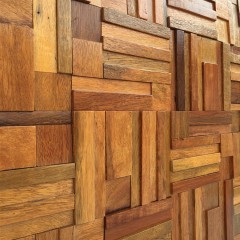 Panneaux muraux Brique de fond de mosaïque en bois en trois dimensions