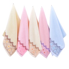 Serviettes de toilette avec jacquard dentelle lot de 5pcs épaissie douce et absorbante