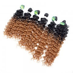 Mèches  en fibre  synthétique avec cheveux bouclés de couleur gradient