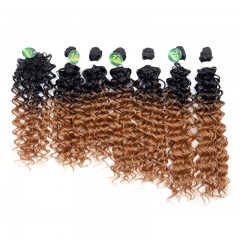 Mèches  en fibre  synthétique avec cheveux bouclés de couleur gradient