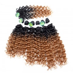 Mèches  en fibre  synthétique avec cheveux bouclés de couleur gradient