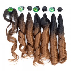 Mèches  en fibre  synthétique avec cheveux bouclés de couleur gradient