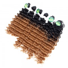 Mèches  en fibre  synthétique avec cheveux bouclés de couleur gradient