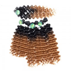 Mèches  en fibre  synthétique avec cheveux bouclés de couleur gradient