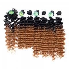 Mèches  en fibre  synthétique avec cheveux bouclés de couleur gradient