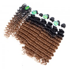 Mèches  en fibre  synthétique avec cheveux bouclés de couleur gradient