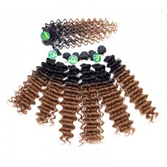 Mèches  en fibre  synthétique avec cheveux bouclés de couleur gradient