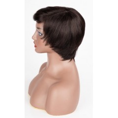 Perruque en fibre synthétique avec cheveux lisses et courts