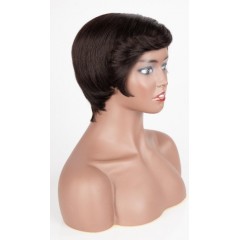 Perruque en fibre synthétique avec cheveux lisses et courts
