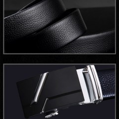 Ceinture pour homme en cuir  avec boucle à fertmeture automatique