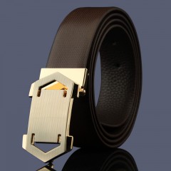Ceinture mixte hommes et femmes 2 couches en cuir de vache lisse et avec boucle