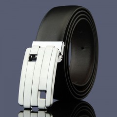 Ceinture mixte hommes et femmes 2 couches en cuir de vache lisse et avec boucle