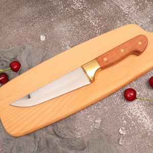 Couteau de chef 6 pouces avec tête en cuivre forgé et manche en bois
