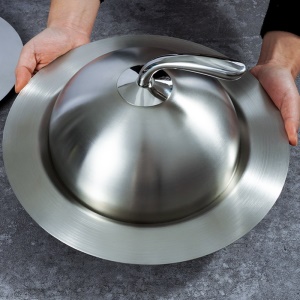 Assiette en acier inoxydable avec couvercle