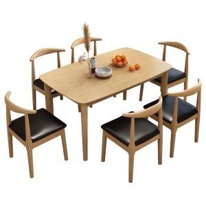 Ensemble table à manger et chaise en bois massif