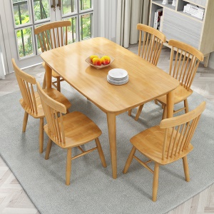 Ensemble table à manger et chaise en bois massif