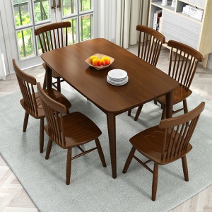 Ensemble table à manger et chaise en bois massif