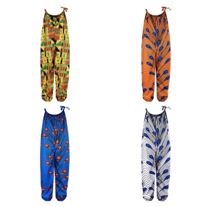 Salopette fille motif pagne