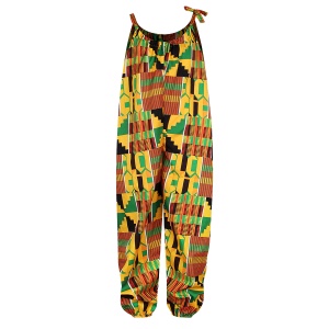 Salopette fille motif pagne