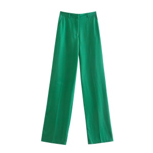 Pantalon femme pour costume Décontracté vert droit