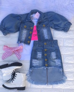 Ensemble pour enfant fille haut à longues manches + jupe