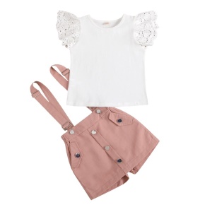 Ensemble T-shirt + culotte à bretelle pour fille