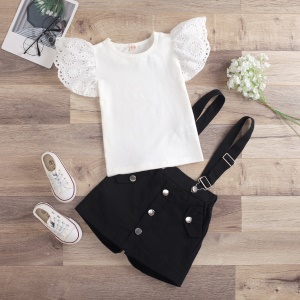 Ensemble T-shirt + culotte à bretelle pour fille