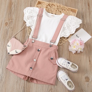 Ensemble T-shirt + culotte à bretelle pour fille