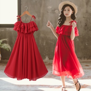 Robe longue à bretelles pour fille