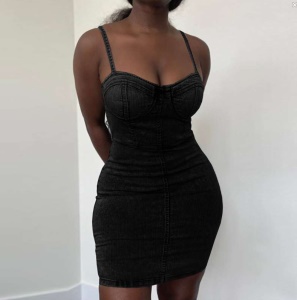 Robe en denim avec bretelles