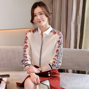 Chemise à manches longues imprimées pour femme