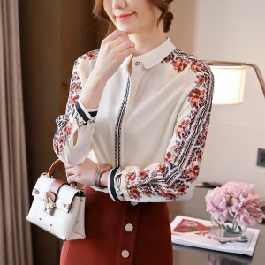 Chemise à manches longues imprimées pour femme