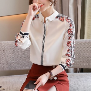 Chemise à manches longues imprimées pour femme