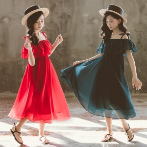 Robe longue à bretelles pour fille