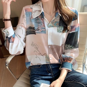Chemise à manches longues imprimées pour femme