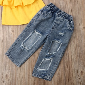 Ensemble Top+ Jean  + Bandeau pour fille