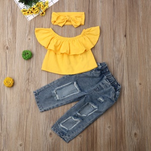 Ensemble Top+ Jean  + Bandeau pour fille