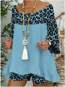 Ensemble robe courte +short en motif léopard