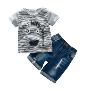 Ensemble t shirt + short en denim pour enfant