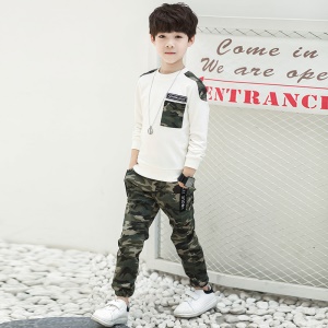 Ensemble top à manches longues +pantalon  à motif camouflé