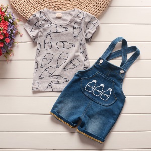 Ensemble tee-shirt+ pantacourt à bretelle pour garçon