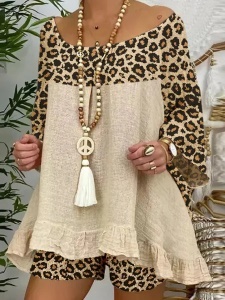 Ensemble robe courte +short en motif léopard