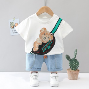 Ensemble t shirt + short en jean pour enfant